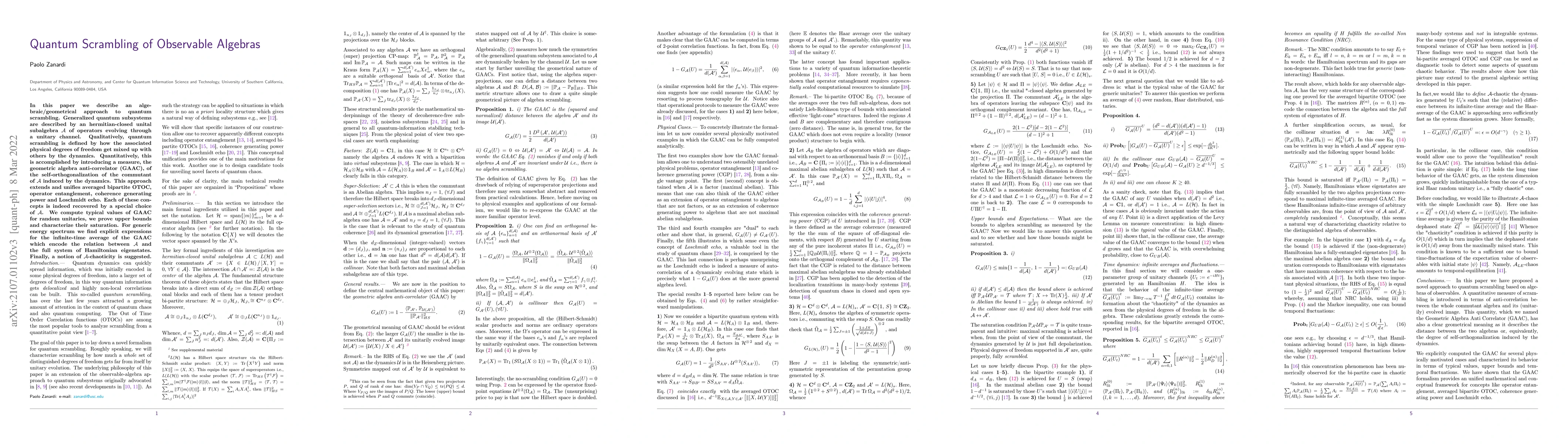 Thumbnail for Quantum scrambling of observable algebras