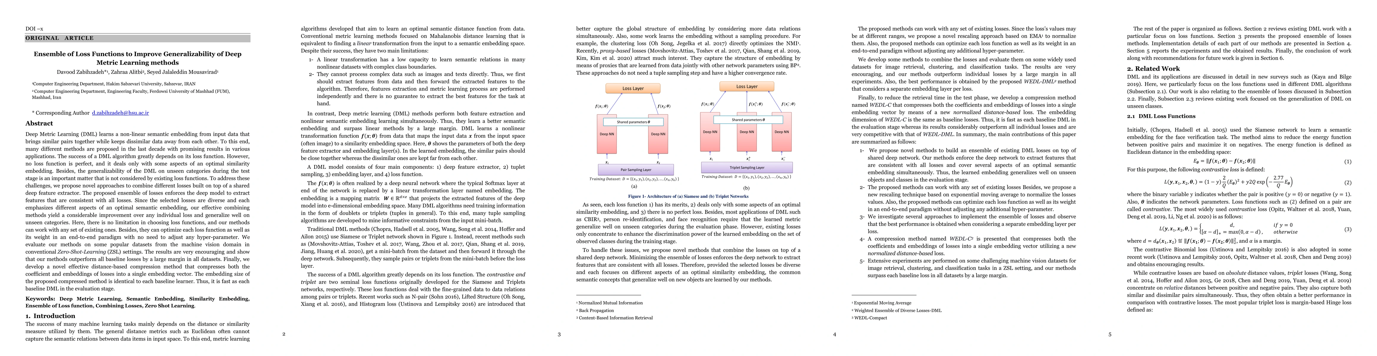Thumbnail for Ensemble of Loss Functions to Improve Generalizability of Deep Metric
  Learning methods