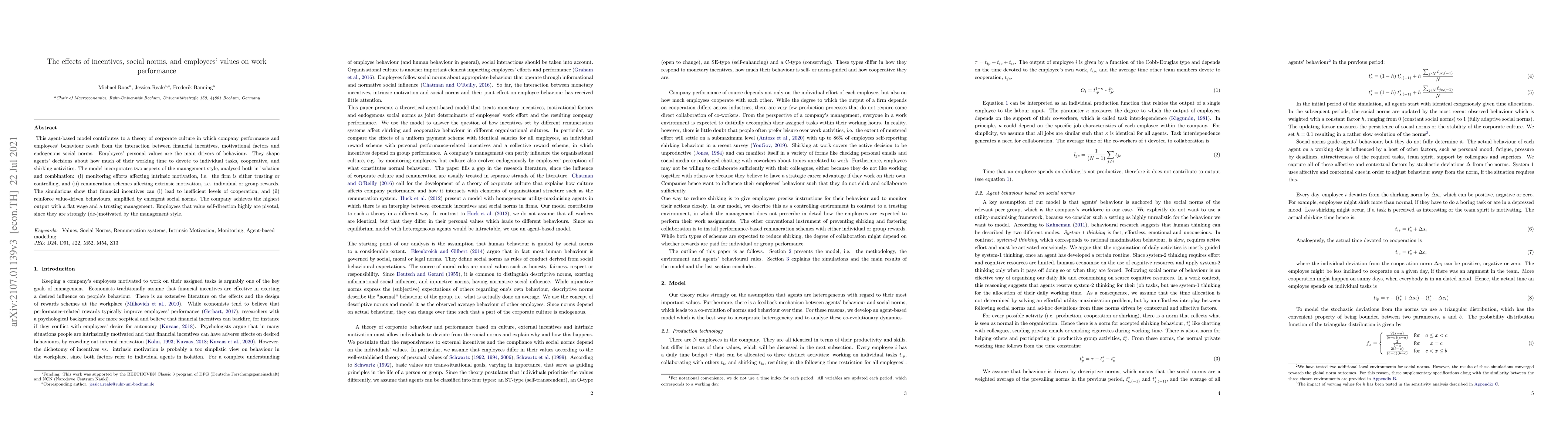 Thumbnail for The effects of incentives, social norms, and employees' values on work
  performance