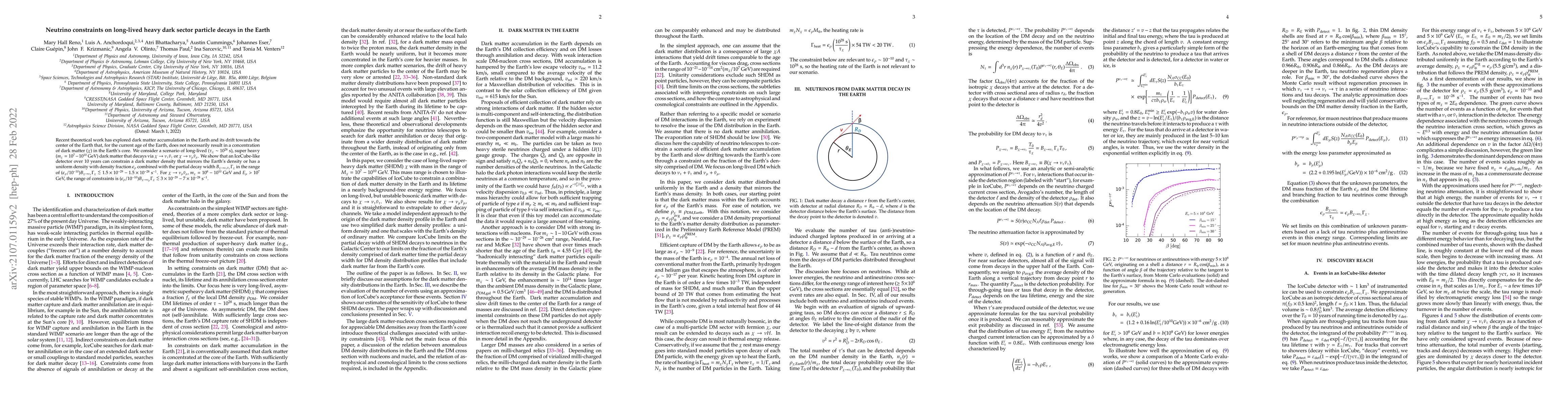 Thumbnail for Neutrino constraints on long-lived heavy dark sector particle decays in
  the Earth