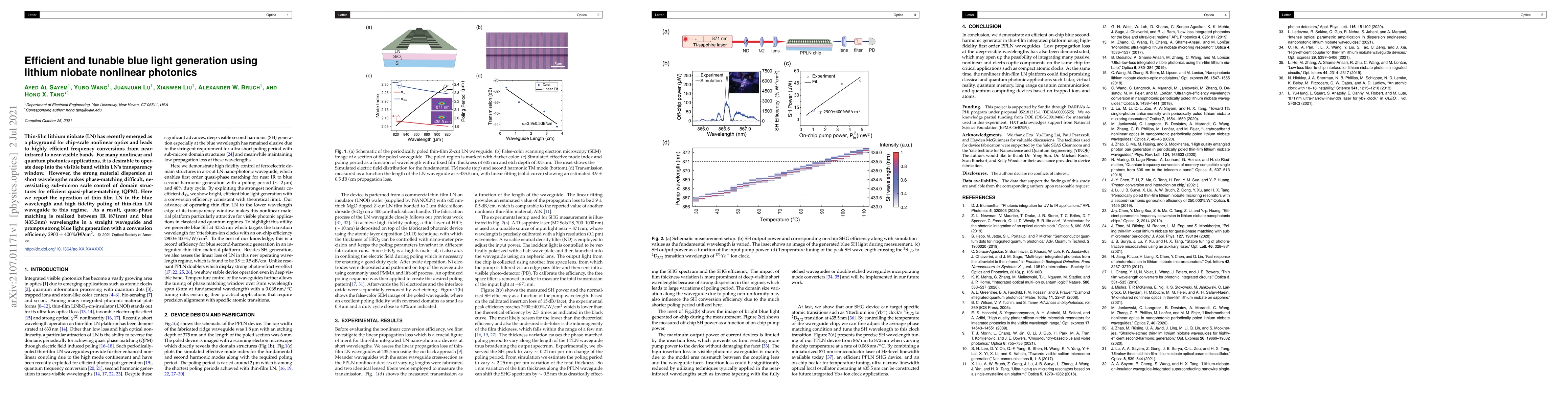 Thumbnail for Efficient and tunable blue light generation using lithium niobate
  nonlinear photonics