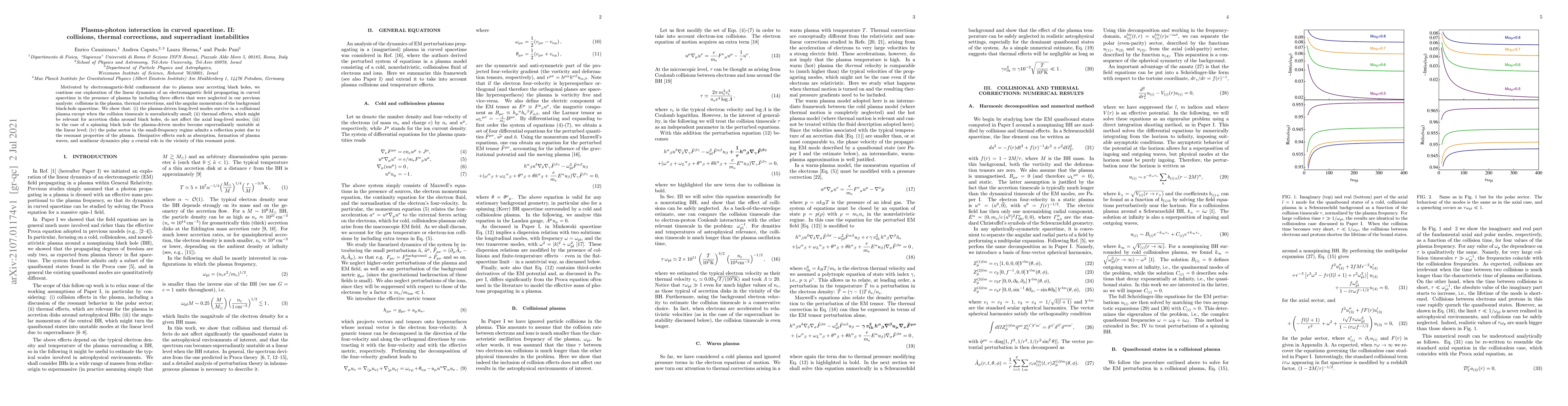 Thumbnail for Plasma-photon interaction in curved spacetime II: collisions, thermal
  corrections, and superradiant instabilities