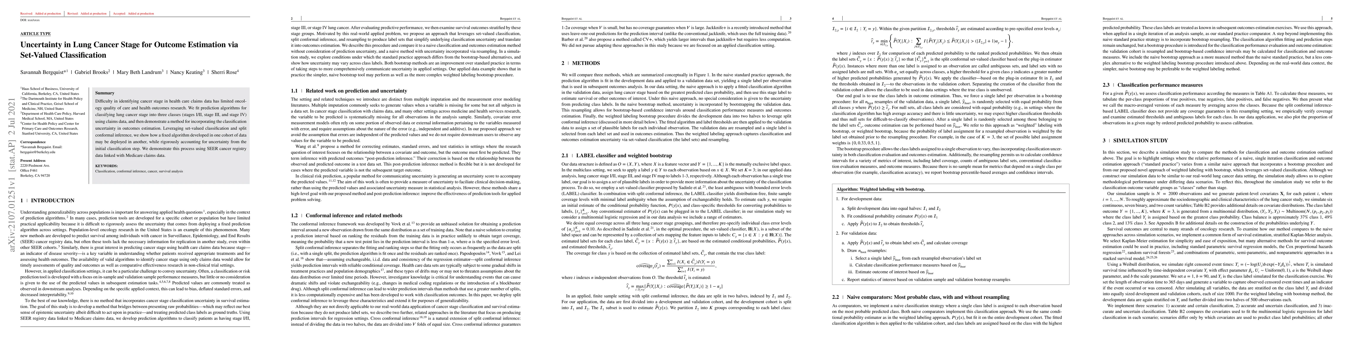 Thumbnail for Uncertainty in Lung Cancer Stage for Outcome Estimation via Set-Valued
  Classification