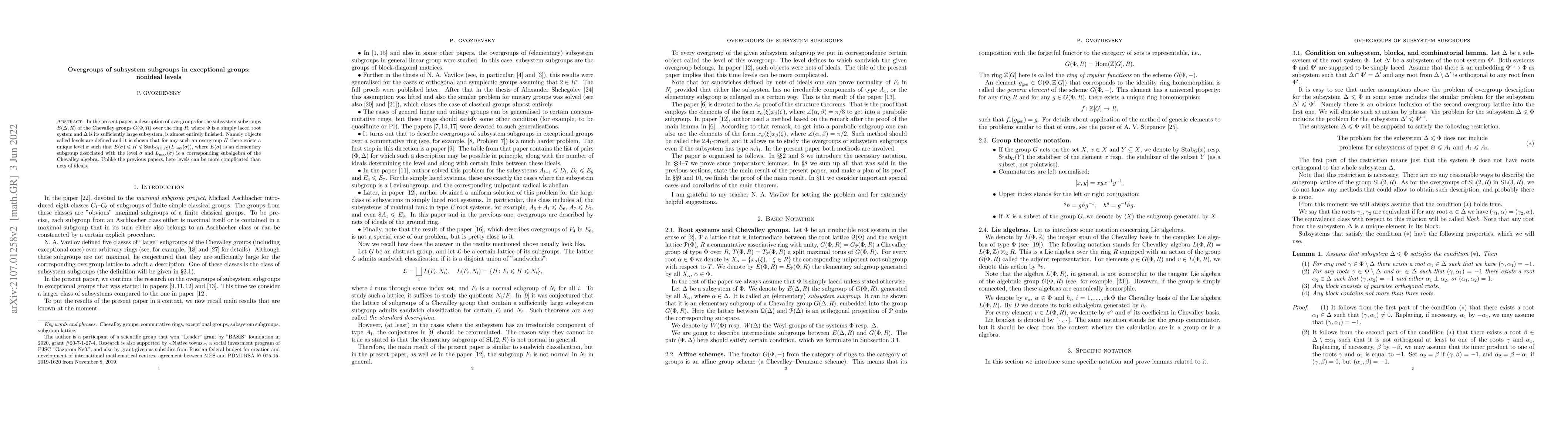 Thumbnail for Overgroups of subsystem subgroups in exceptional groups: nonideal levels