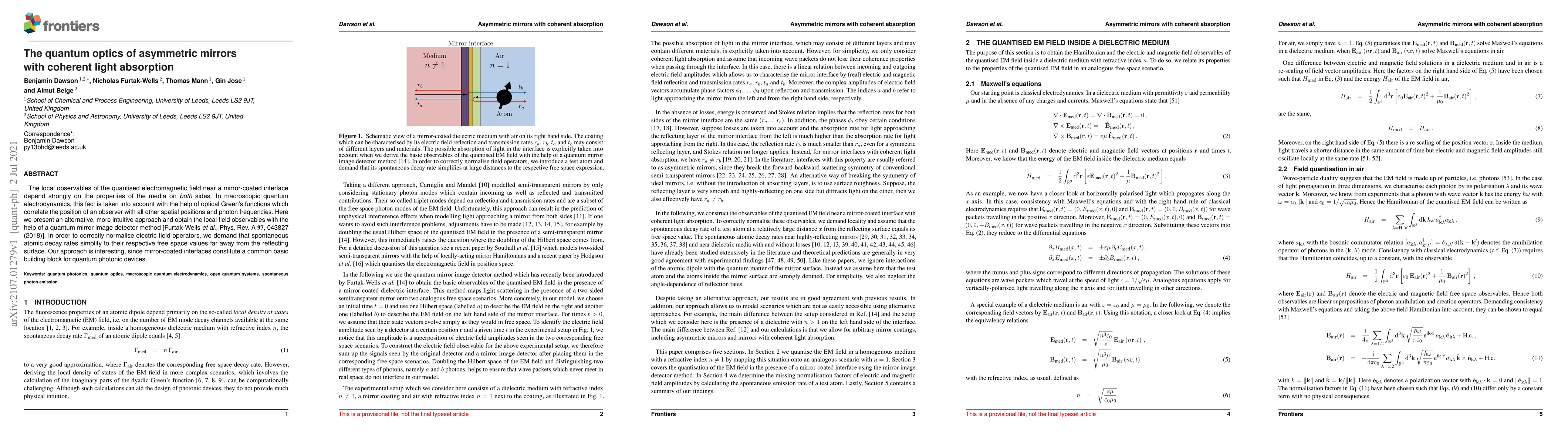 Thumbnail for The quantum optics of asymmetric mirrors with coherent light absorption