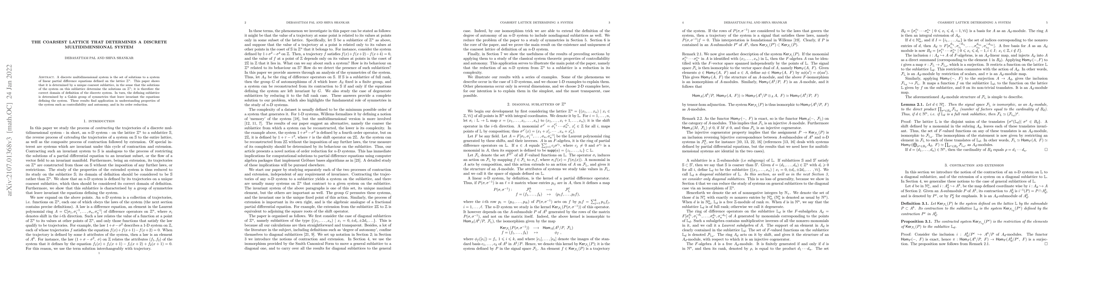 Thumbnail for The coarsest lattice that determines a discrete multidimensional system
