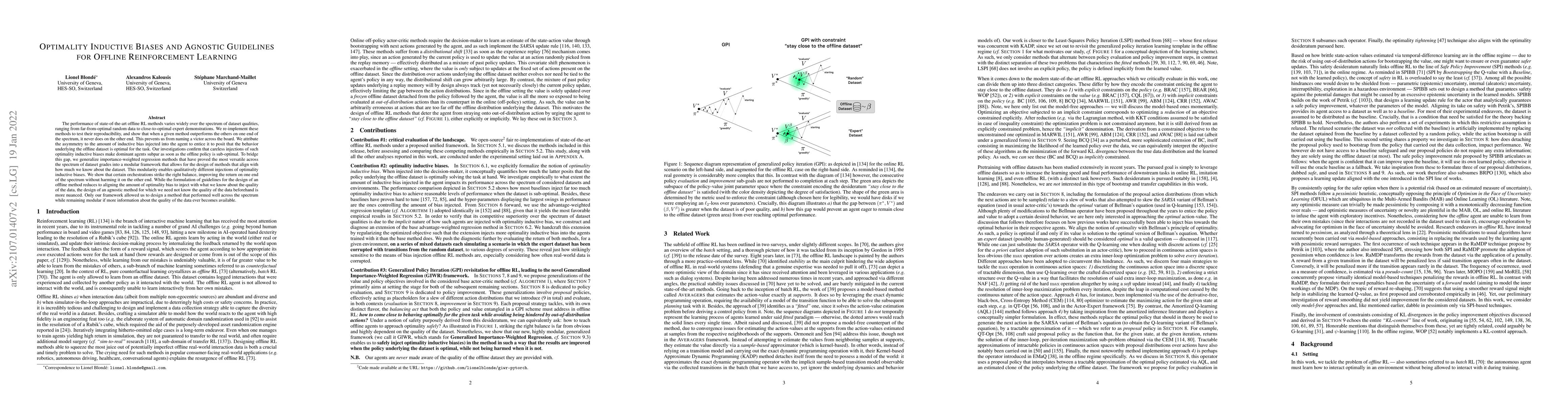 Thumbnail for Optimality Inductive Biases and Agnostic Guidelines for Offline
  Reinforcement Learning