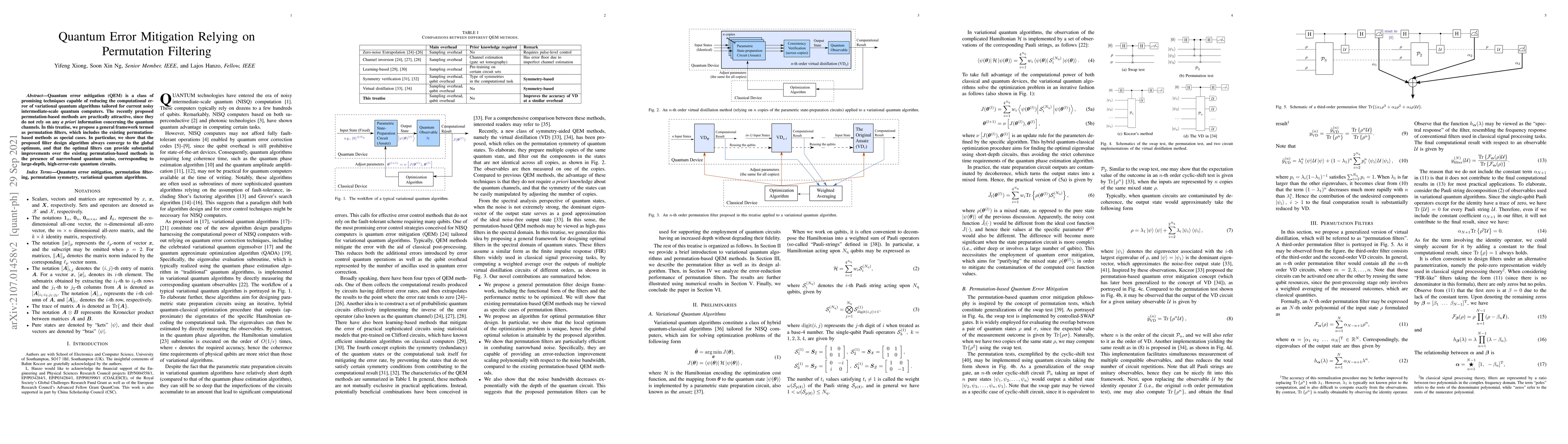 Thumbnail for Quantum Error Mitigation Relying on Permutation Filtering