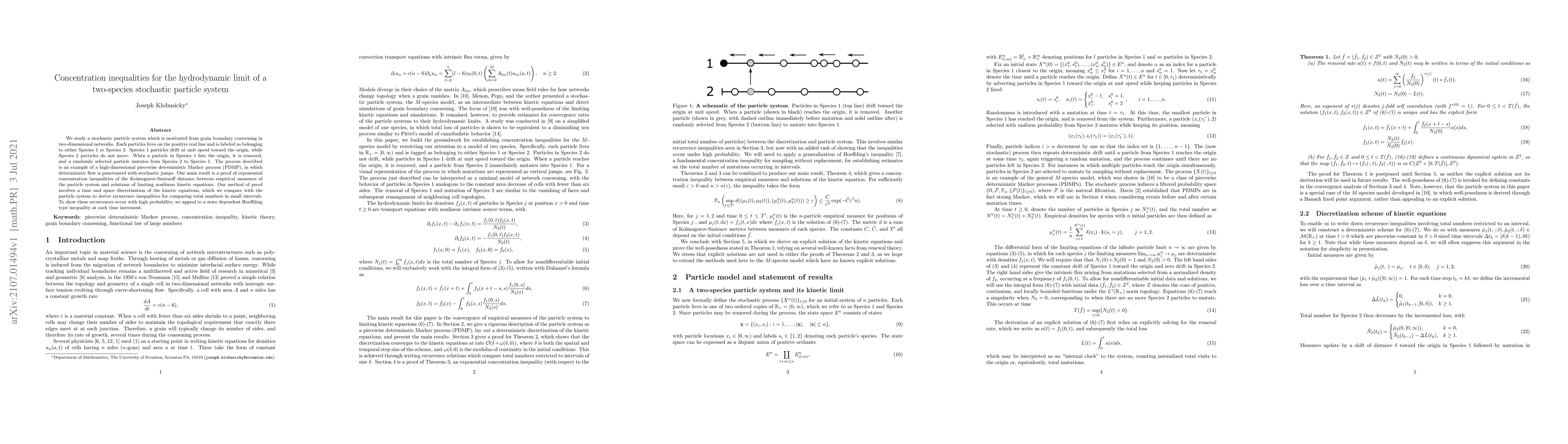 Thumbnail for Concentration inequalities for the hydrodynamic limit of a two-species
  stochastic particle system