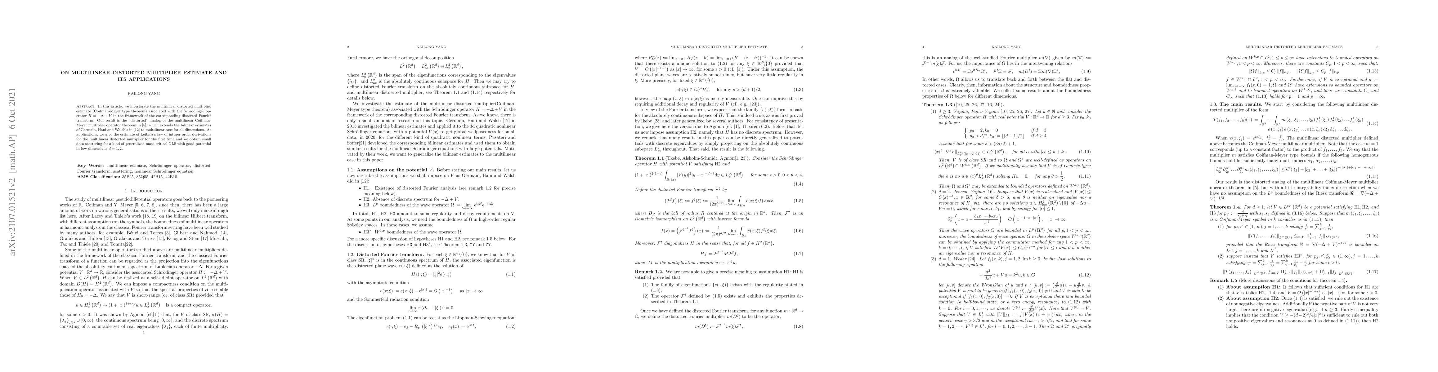 Thumbnail for On multilinear distorted multiplier estimate and its applications
