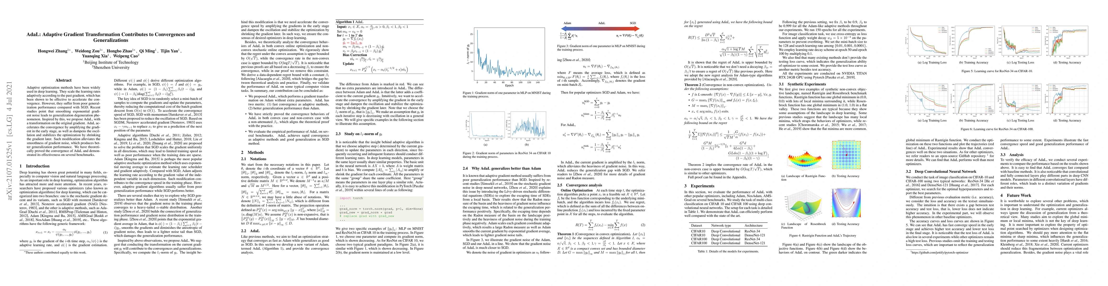 Thumbnail for AdaL: Adaptive Gradient Transformation Contributes to Convergences and
  Generalizations
