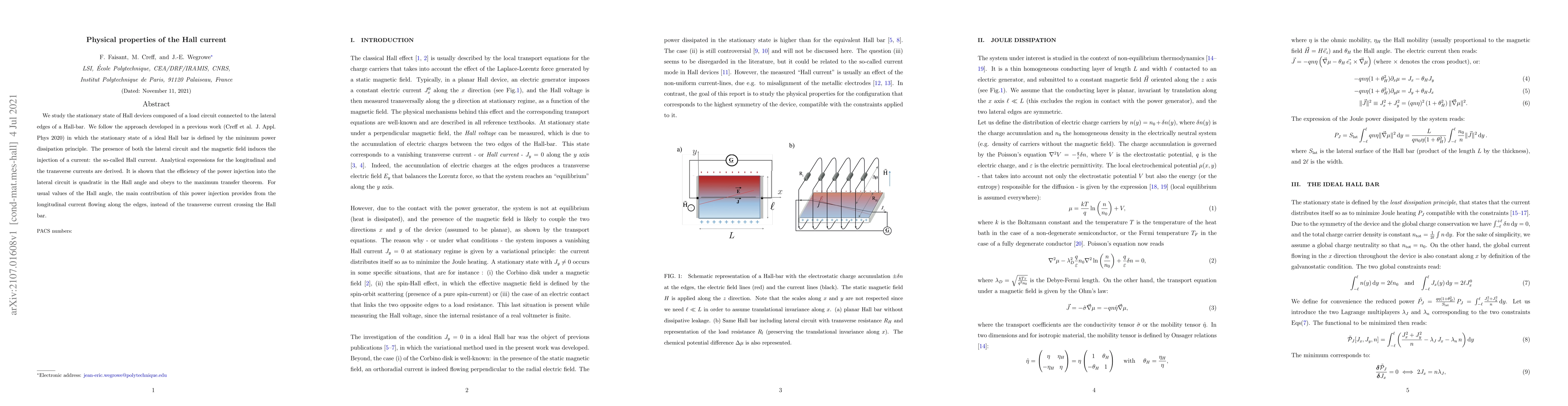 Thumbnail for Physical properties of the Hall current