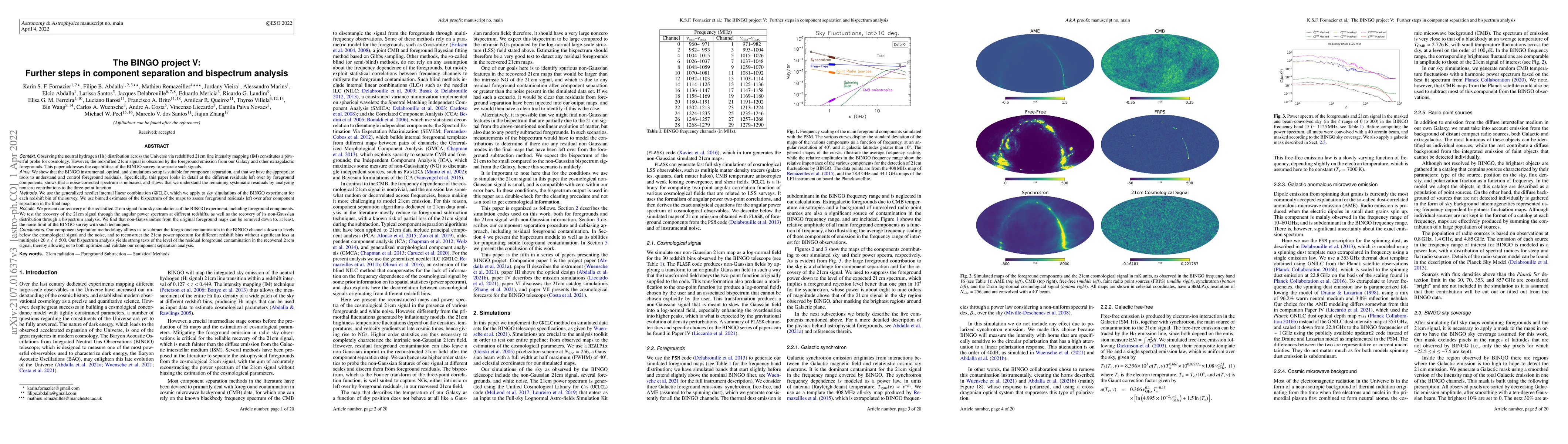 Thumbnail for The BINGO Project V: Further steps in Component Separation and
  Bispectrum Analysis