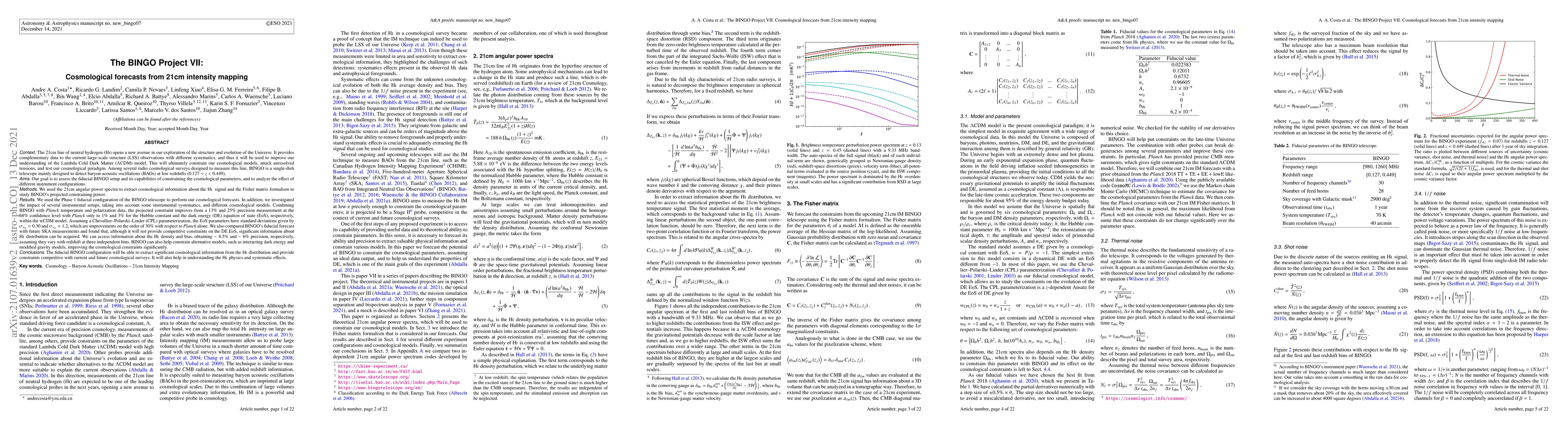 Thumbnail for The BINGO Project VII: Cosmological Forecasts from 21cm Intensity
  Mapping