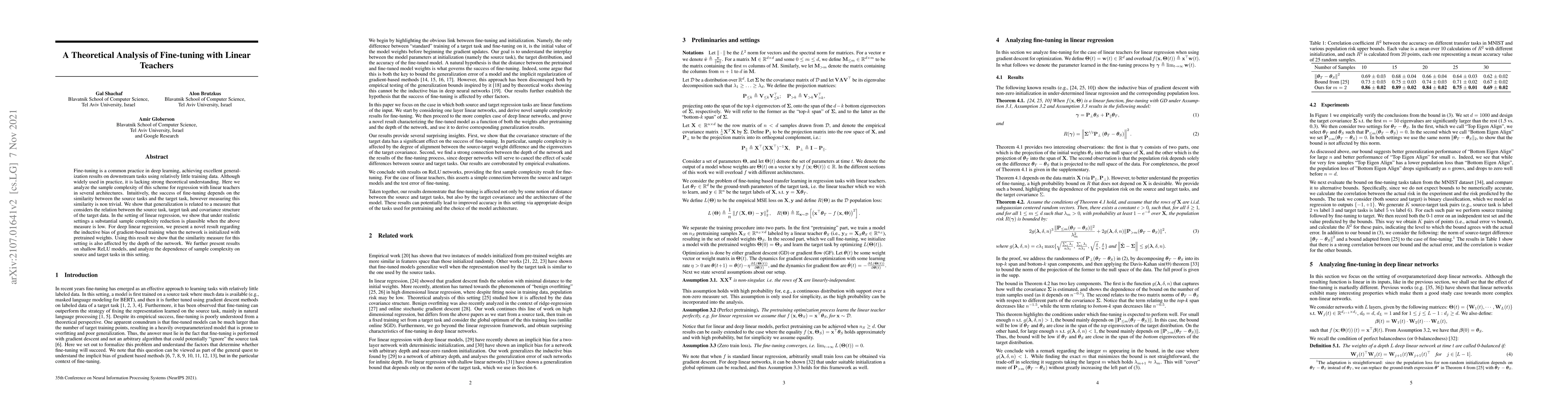 Thumbnail for A Theoretical Analysis of Fine-tuning with Linear Teachers