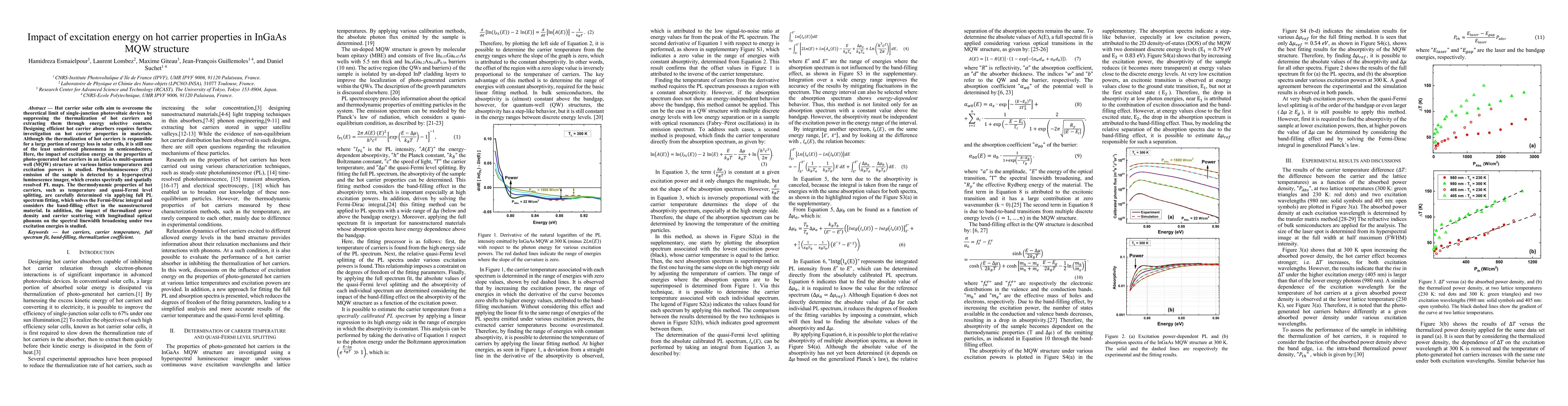 Thumbnail for Impact of excitation energy on hot carrier properties in InGaAs MQW
  structure