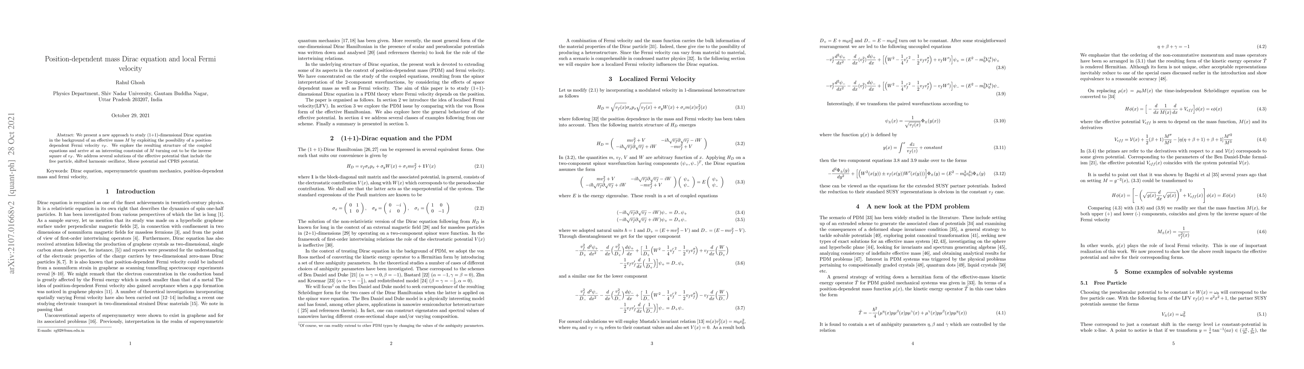 Thumbnail for Position-dependent mass Dirac equation and local Fermi velocity