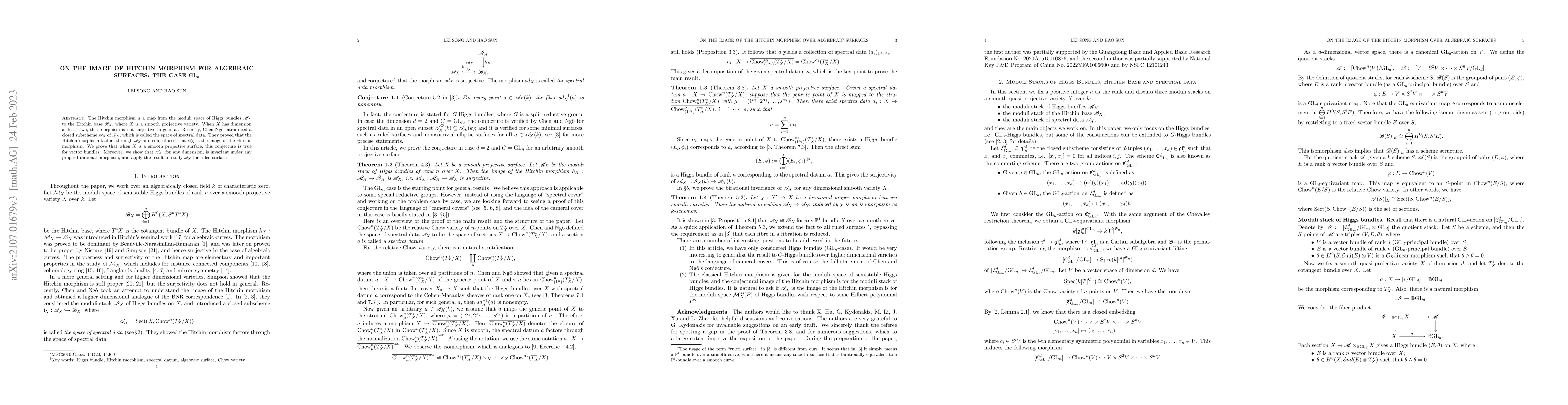 Thumbnail for On the image of Hitchin morphism for algebraic surfaces: The case ${\rm
  GL}_n$