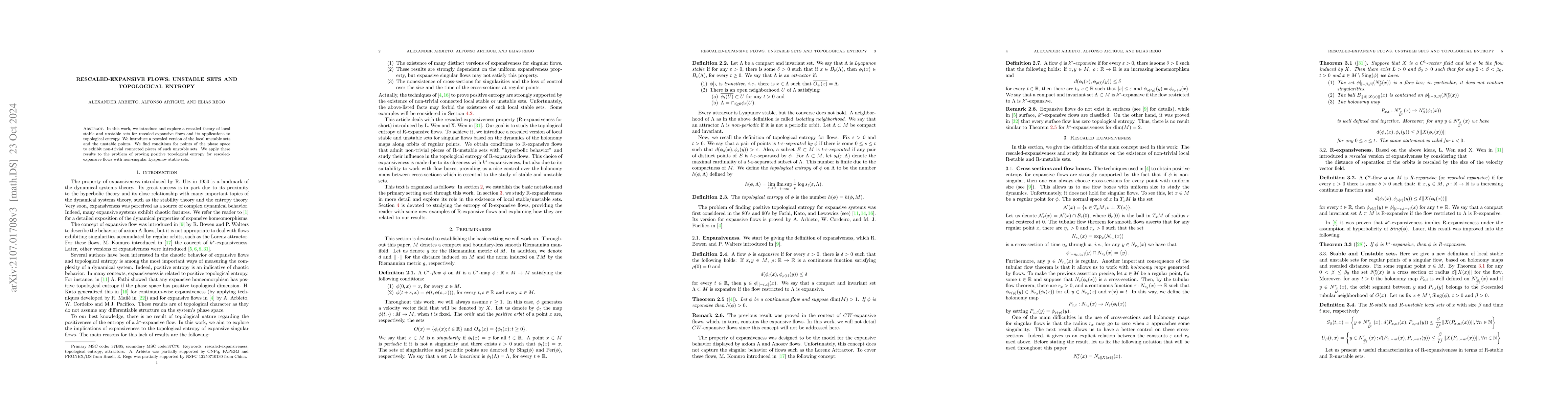 Thumbnail for Rescaled-Expansive Flows: Unstable Sets and Topological Entropy