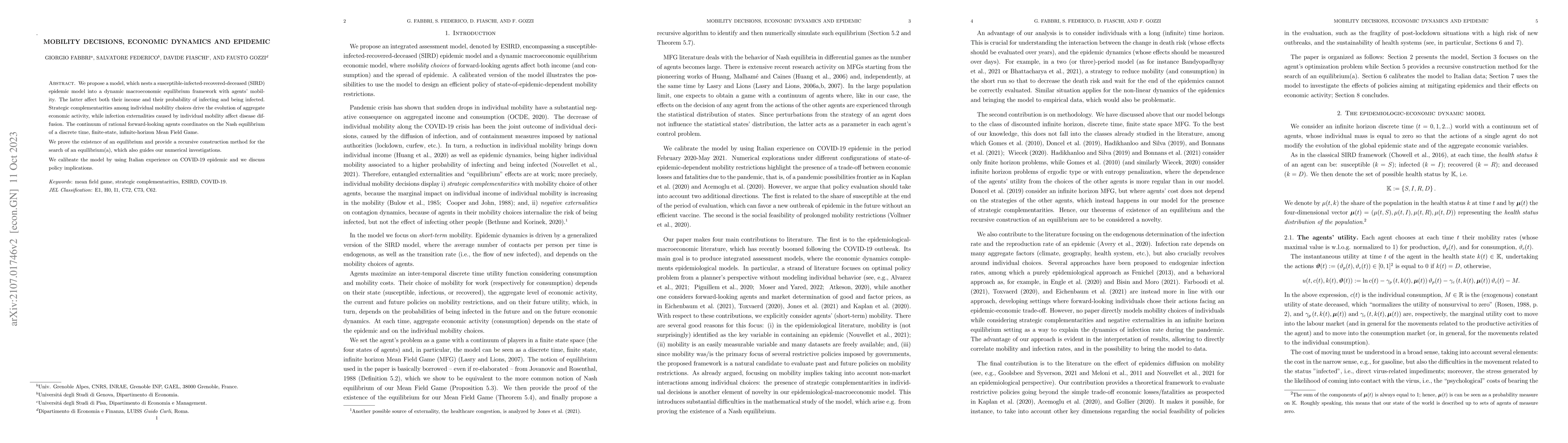 Thumbnail for Mobility decisions, economic dynamics and epidemic