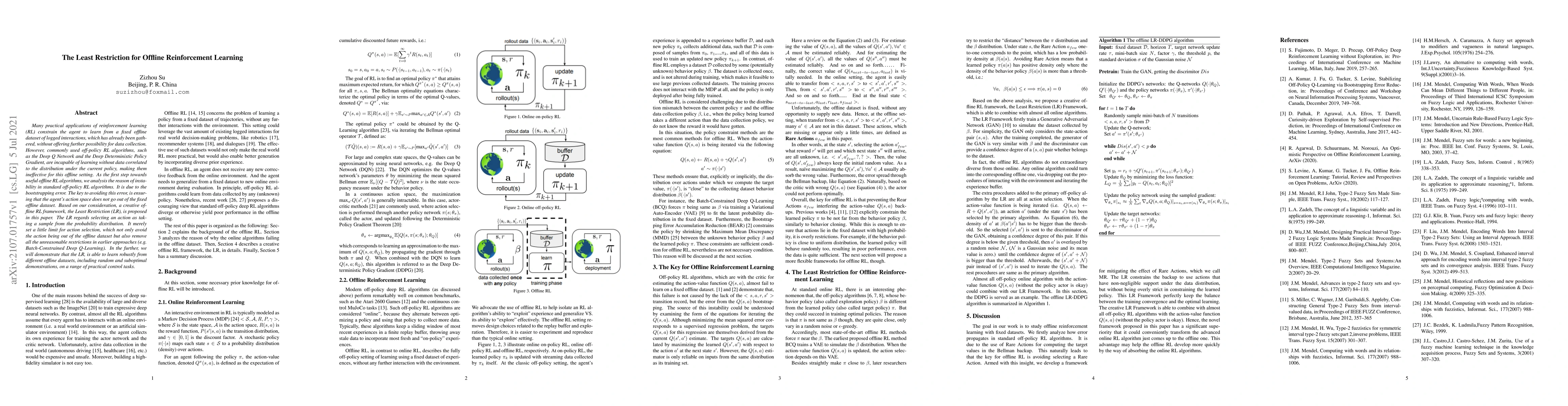 Thumbnail for The Least Restriction for Offline Reinforcement Learning