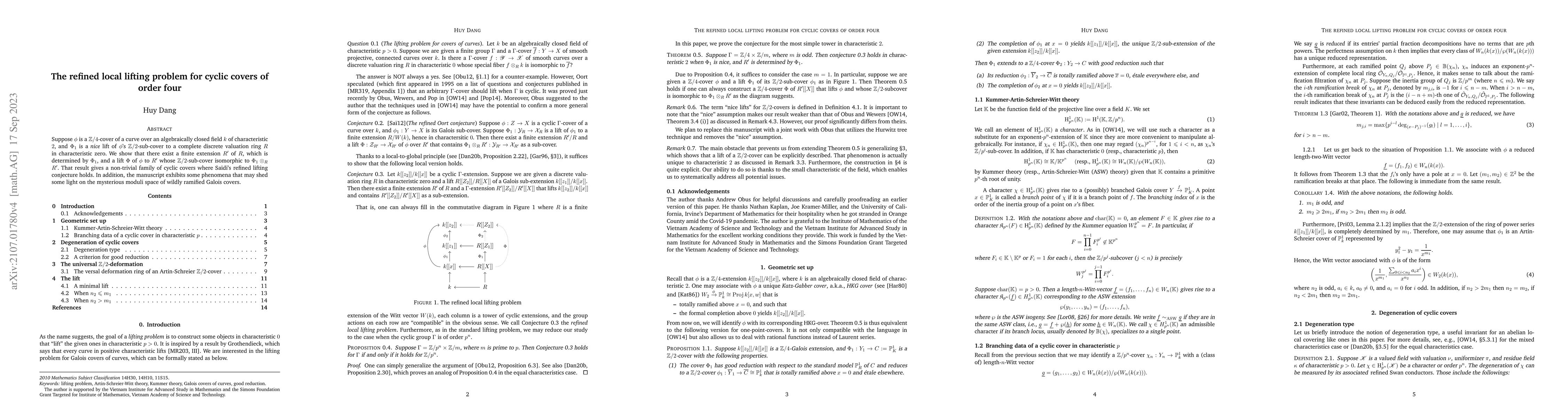 Thumbnail for The refined local lifting problem for cyclic covers of order four