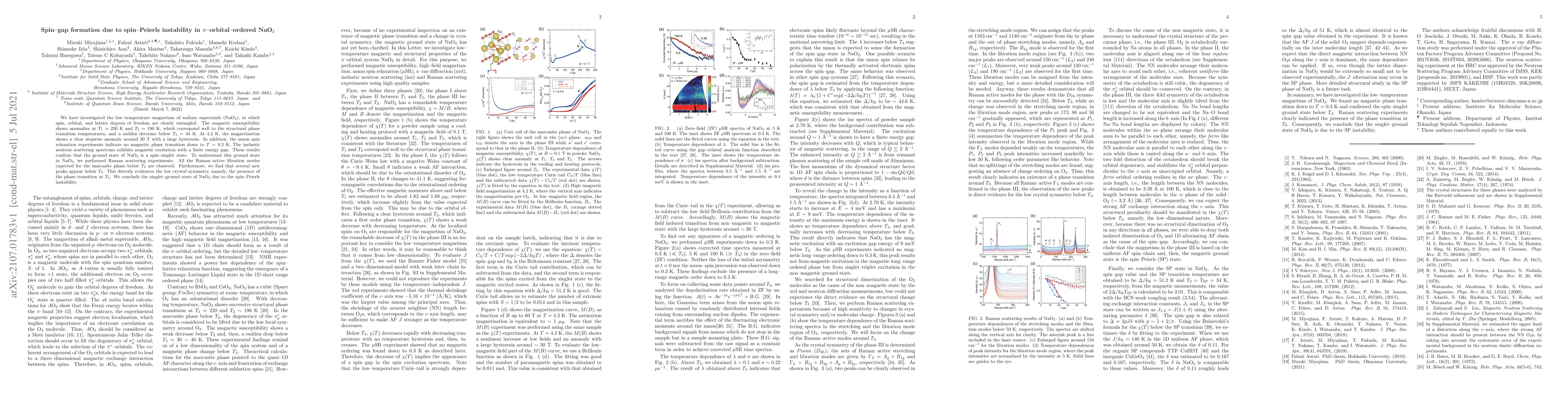 Thumbnail for Spin-gap formation due to spin-Peierls instability in
  $\pi$-orbital-ordered NaO$_2$