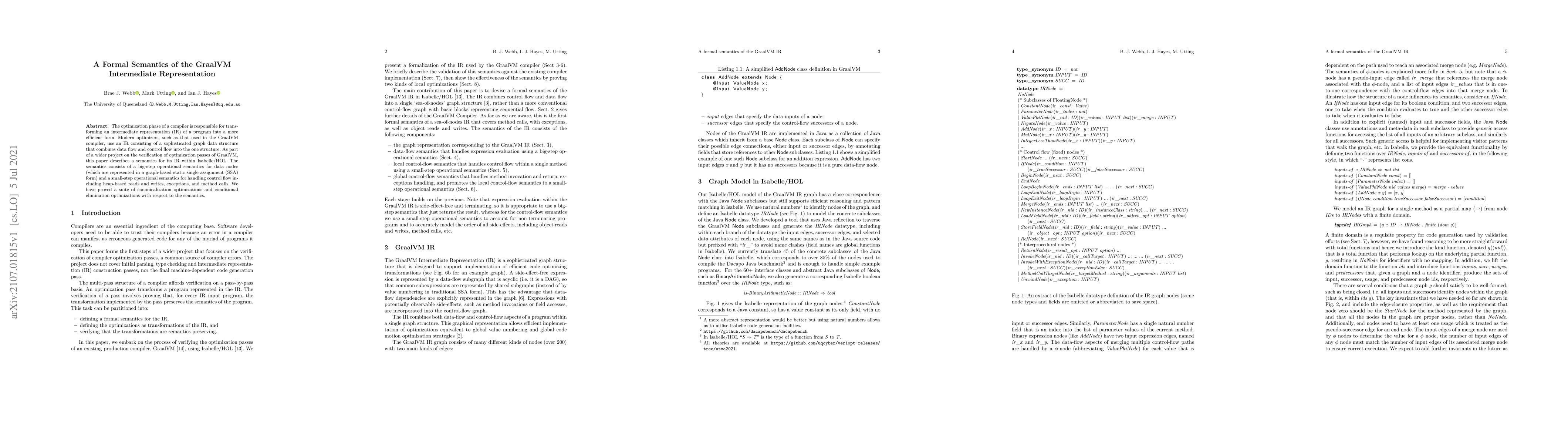 Thumbnail for A Formal Semantics of the GraalVM Intermediate Representation