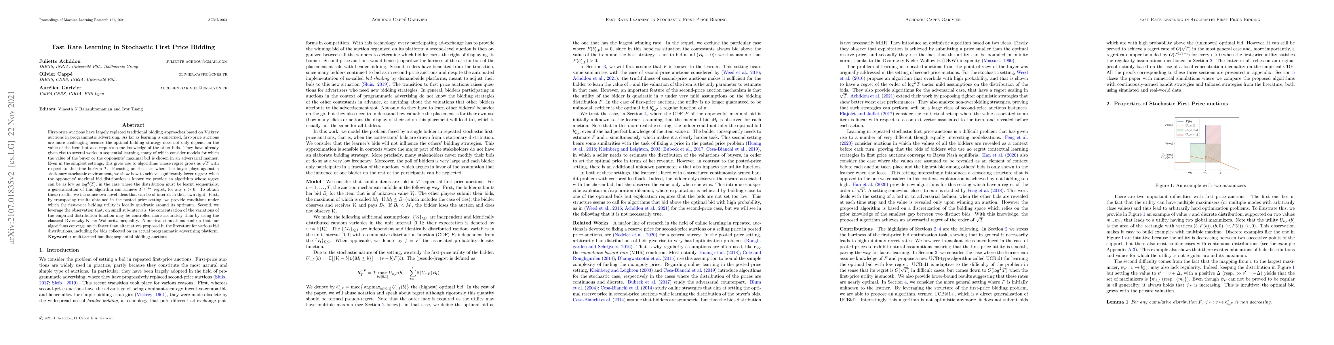 Thumbnail for Fast Rate Learning in Stochastic First Price Bidding