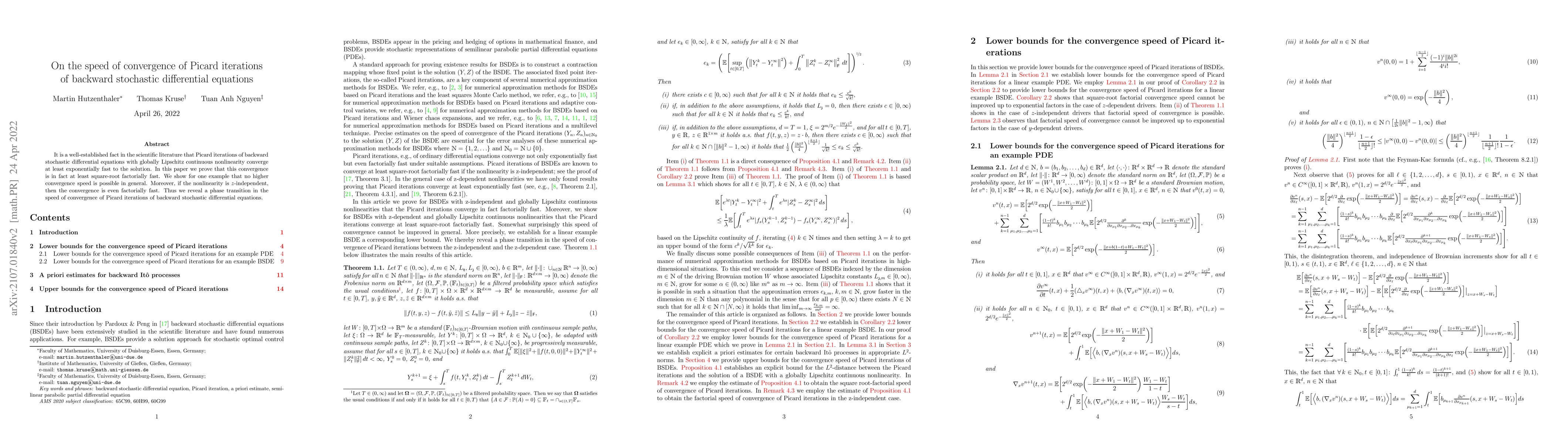 Thumbnail for On the speed of convergence of Picard iterations of backward stochastic
  differential equations