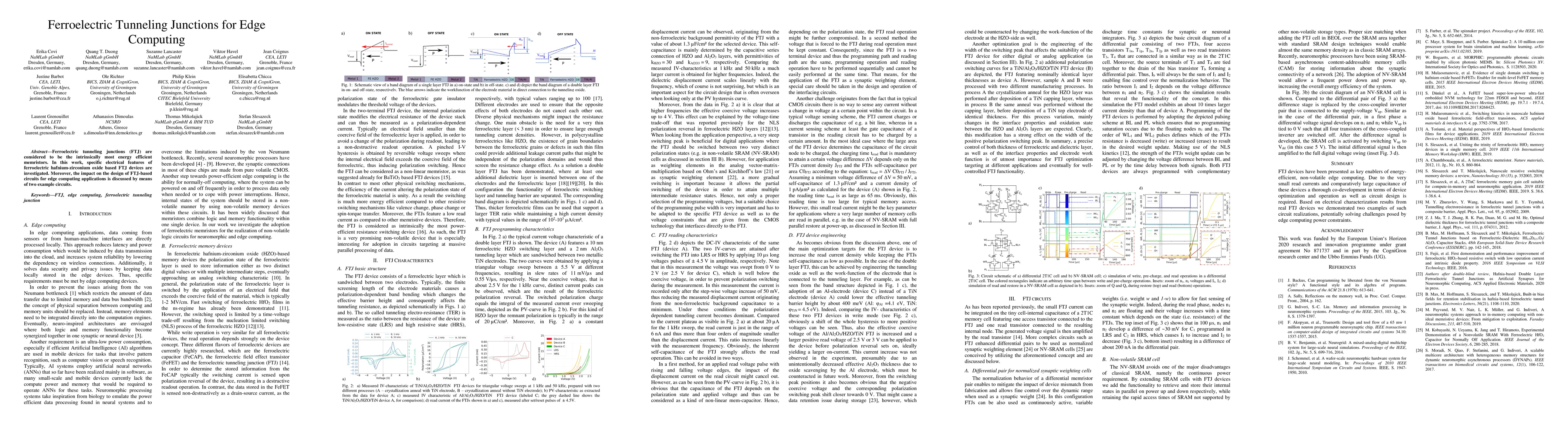 Thumbnail for Ferroelectric Tunneling Junctions for Edge Computing