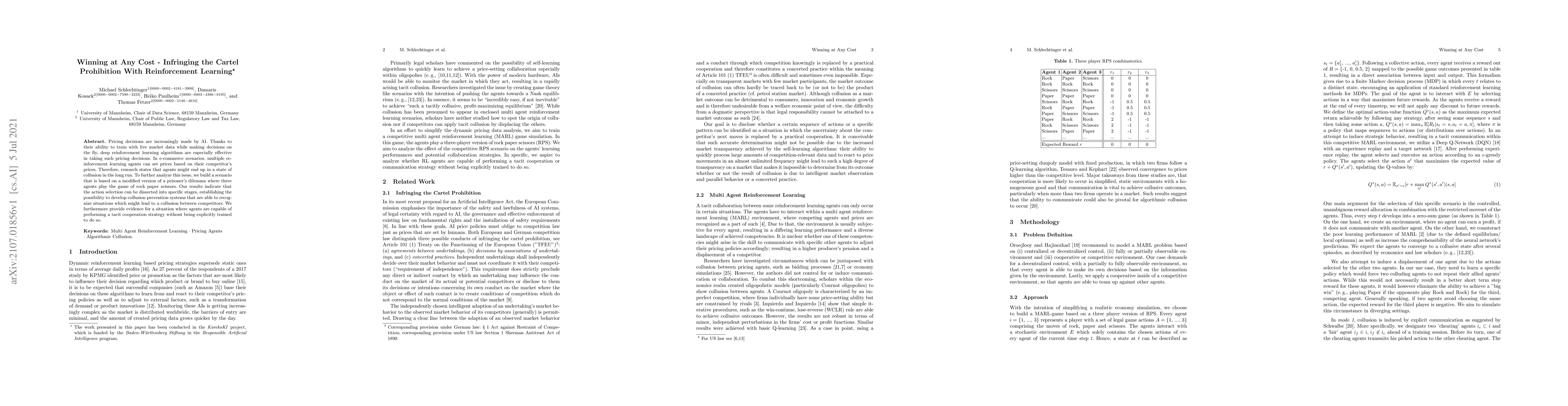 Thumbnail for Winning at Any Cost -- Infringing the Cartel Prohibition With
  Reinforcement Learning