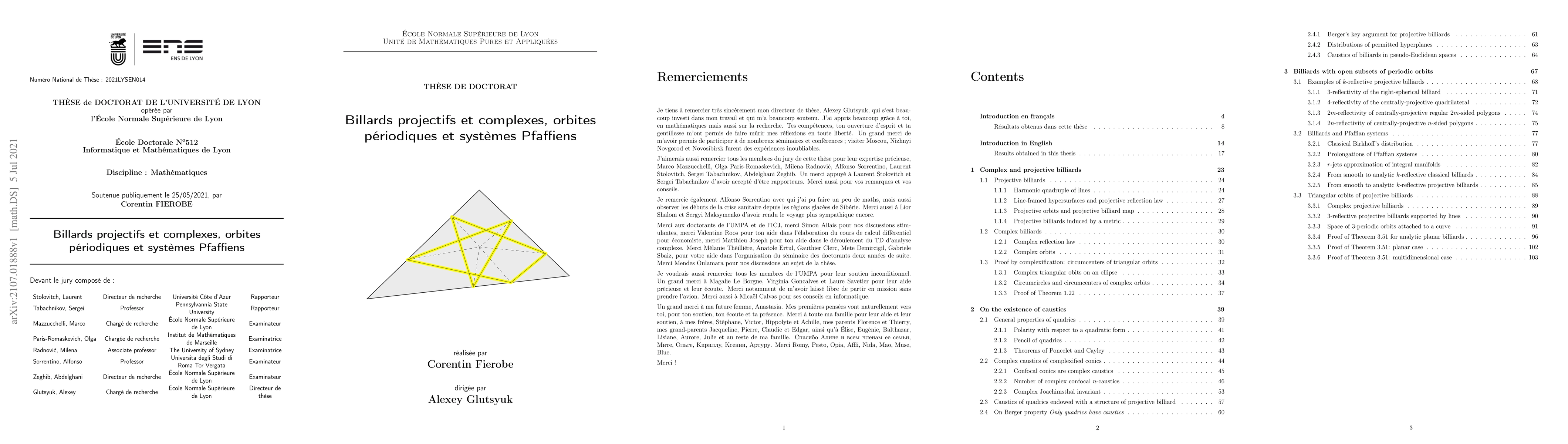 Thumbnail for Thesis manuscript: Projective and complex billiards, periodic orbits and
  Pfaffian systems