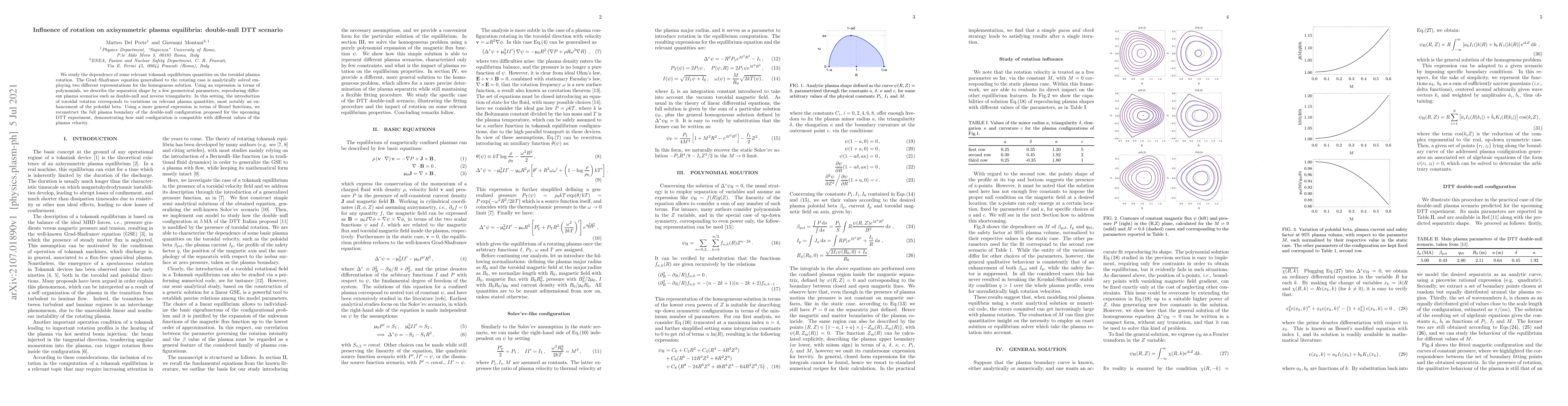 Thumbnail for Influence of rotation on axisymmetric plasma equilibria: double-null DTT
  scenario