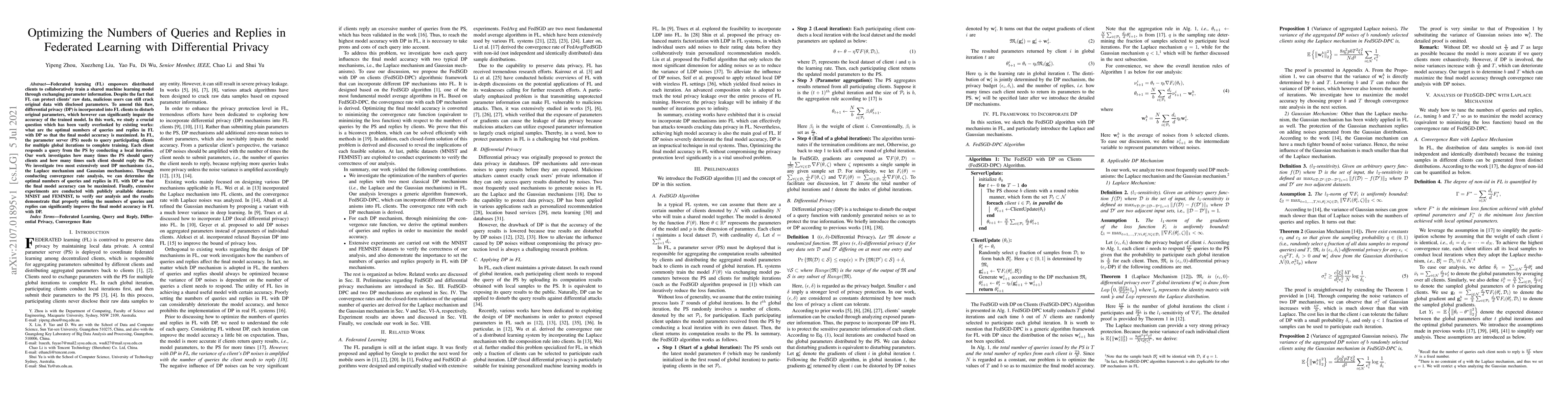 Thumbnail for Optimizing the Numbers of Queries and Replies in Federated Learning with
  Differential Privacy