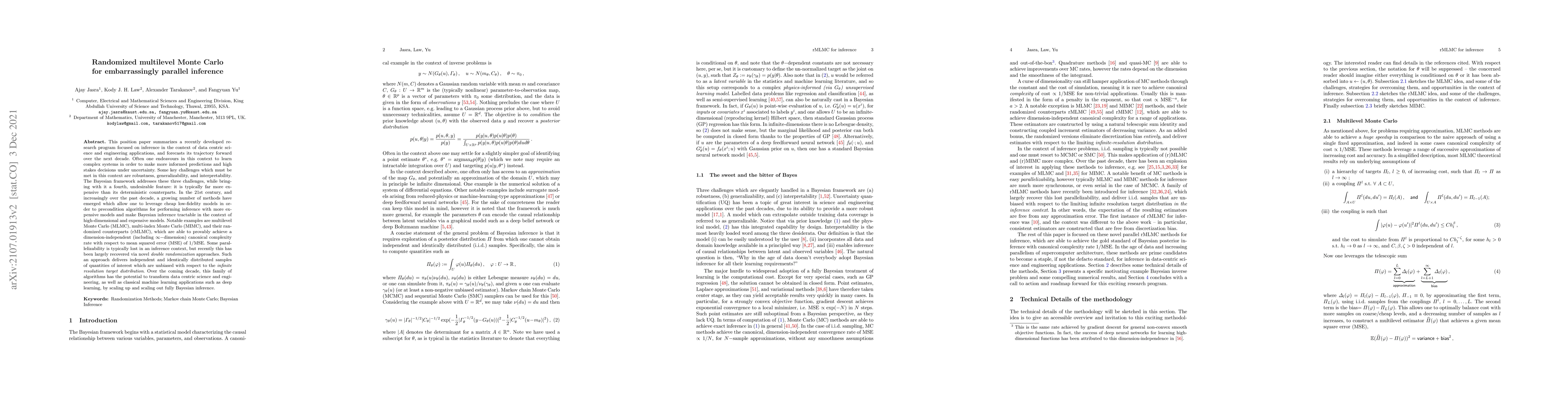Thumbnail for Randomized multilevel Monte Carlo for embarrassingly parallel inference
