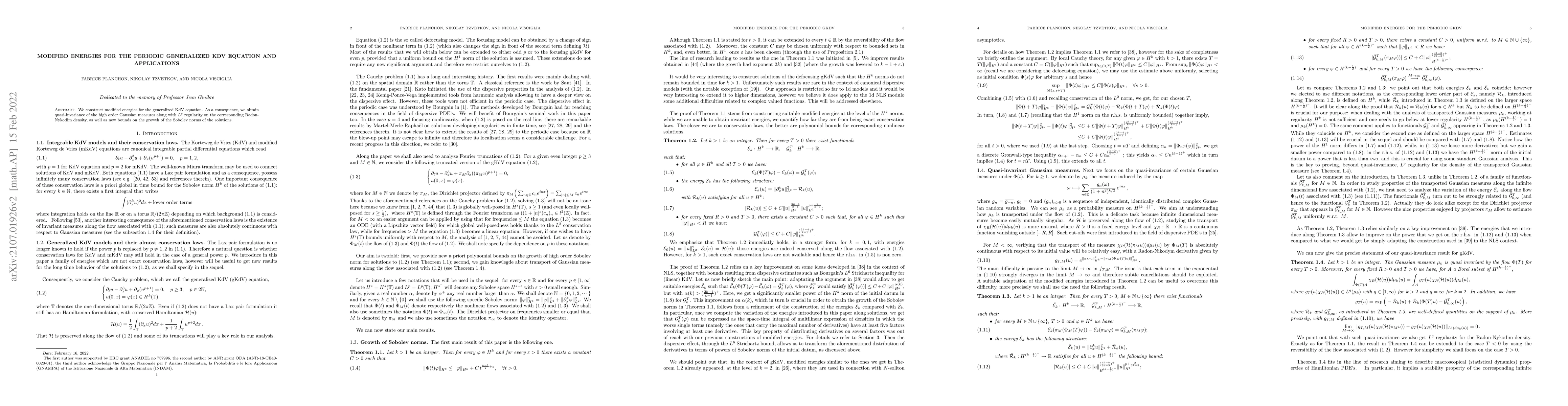 Thumbnail for Modified energies for the periodic generalized KdV equation and
  applications