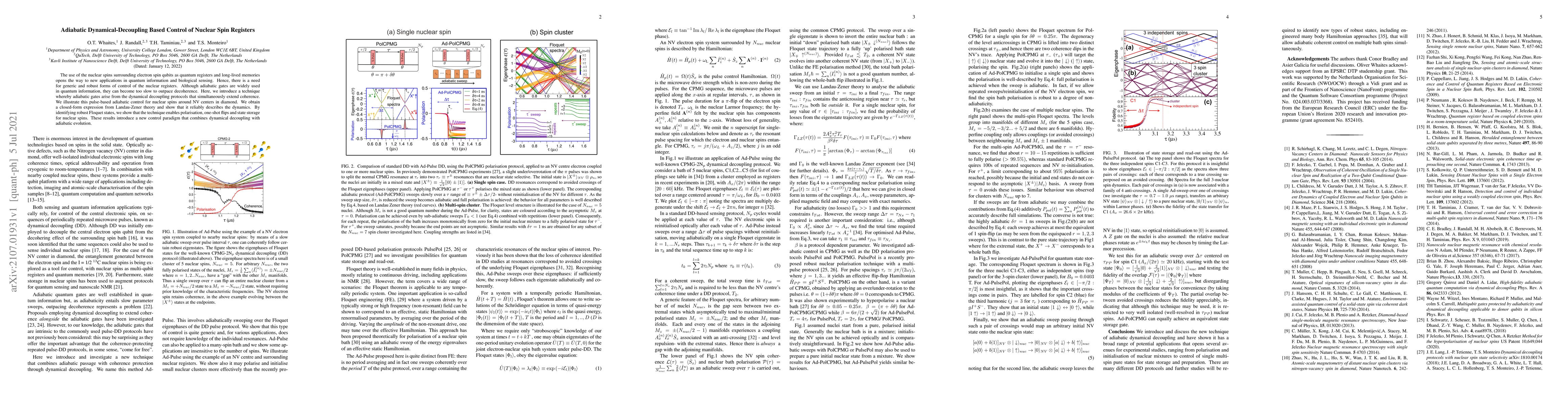 Thumbnail for Adiabatic Dynamical-Decoupling Based Control of Nuclear Spin Registers