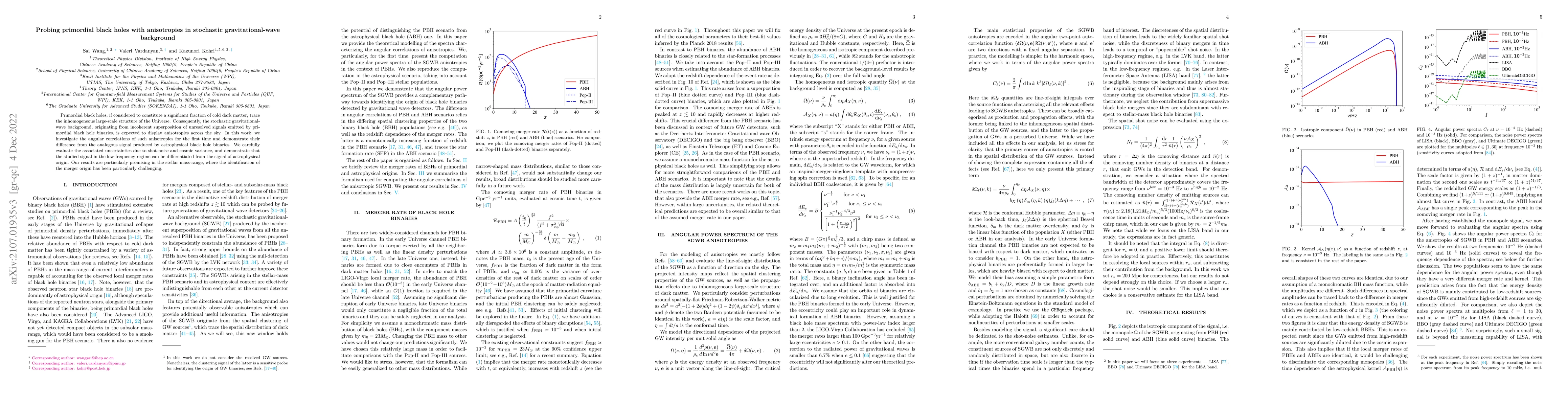 Thumbnail for Probing primordial black holes with anisotropies in stochastic
  gravitational-wave background