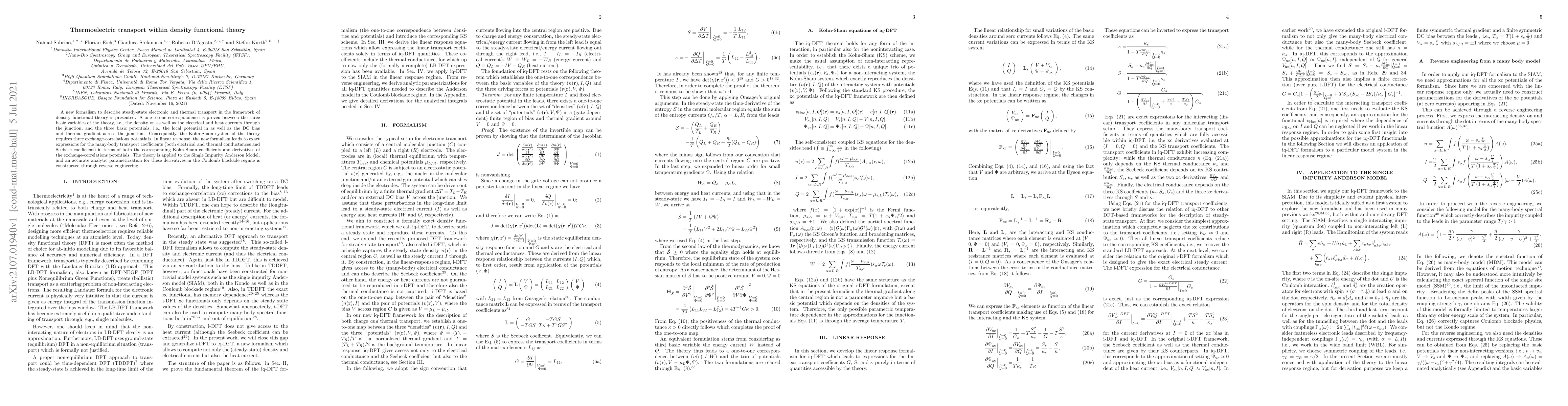 Thumbnail for Thermoelectric transport within density functional theory