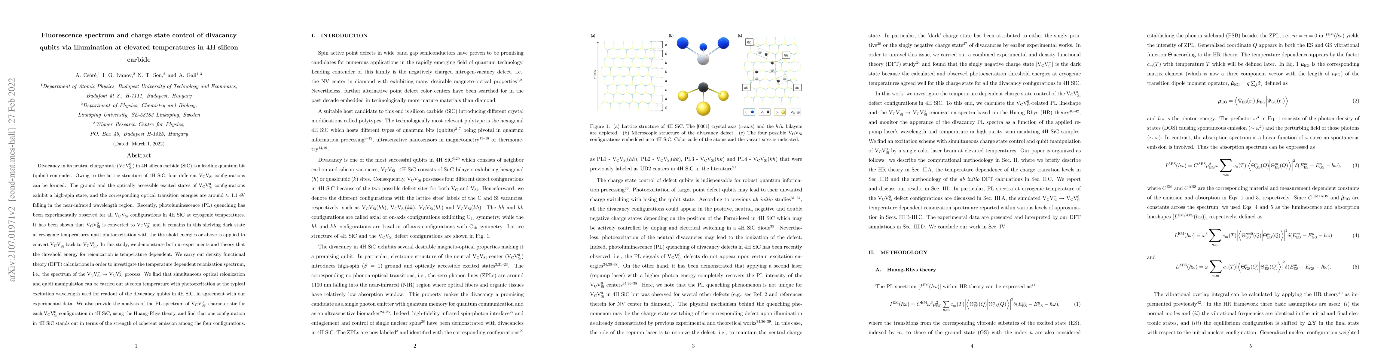 Thumbnail for Photoluminescence lineshapes and charge state control of divacancy
  qubits in silicon carbide