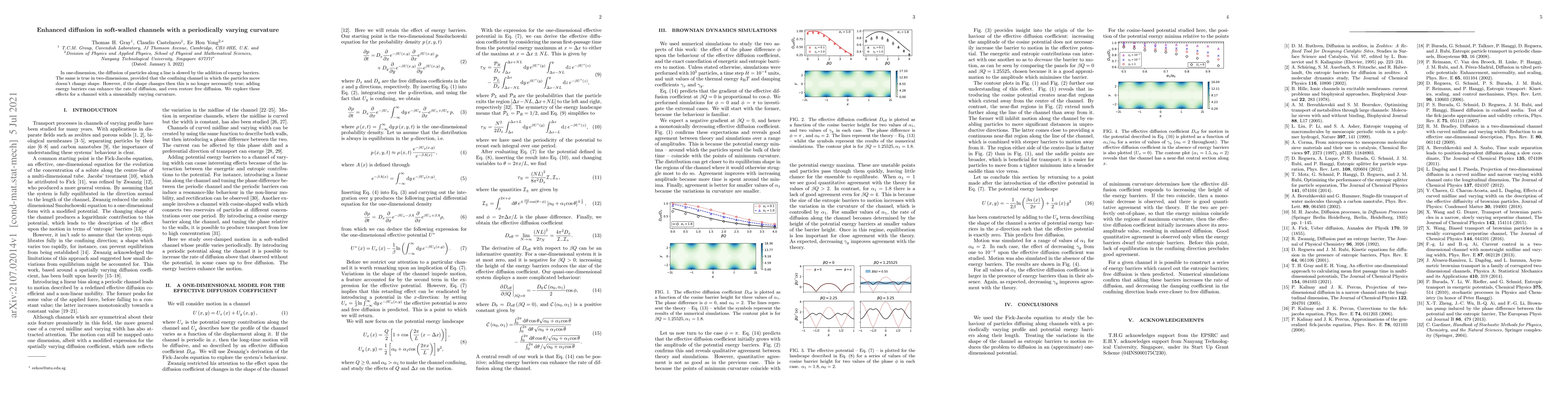 Thumbnail for Enhanced diffusion in soft-walled channels with a periodically varying
  curvature