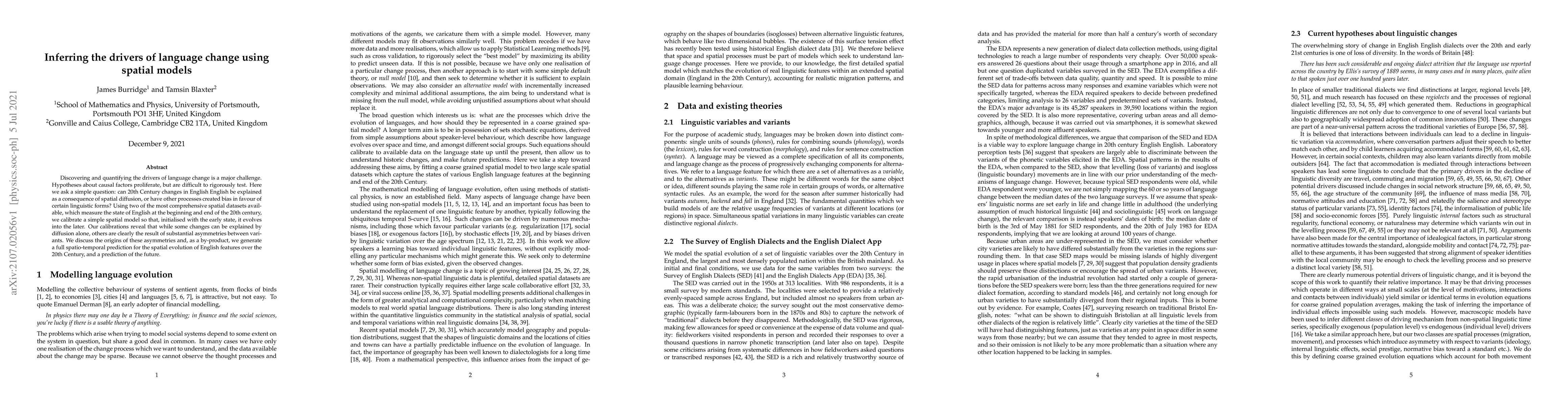 Thumbnail for Inferring the drivers of language change using spatial models