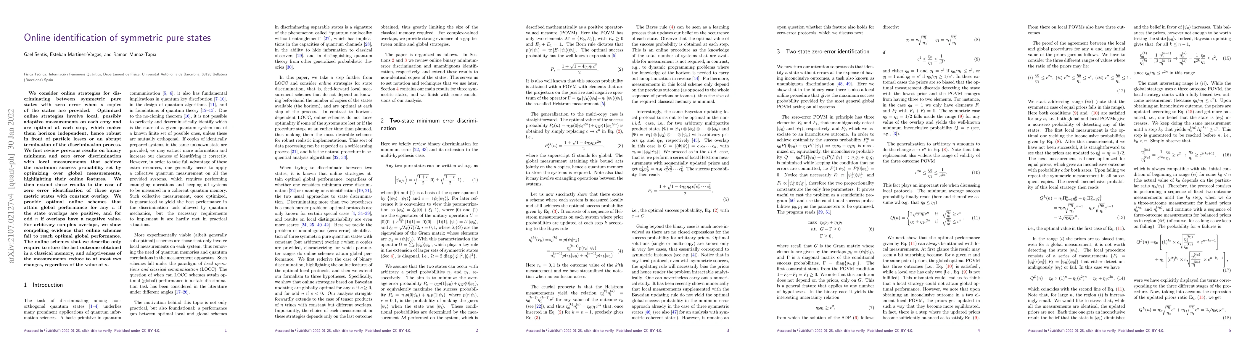 Thumbnail for Online identification of symmetric pure states