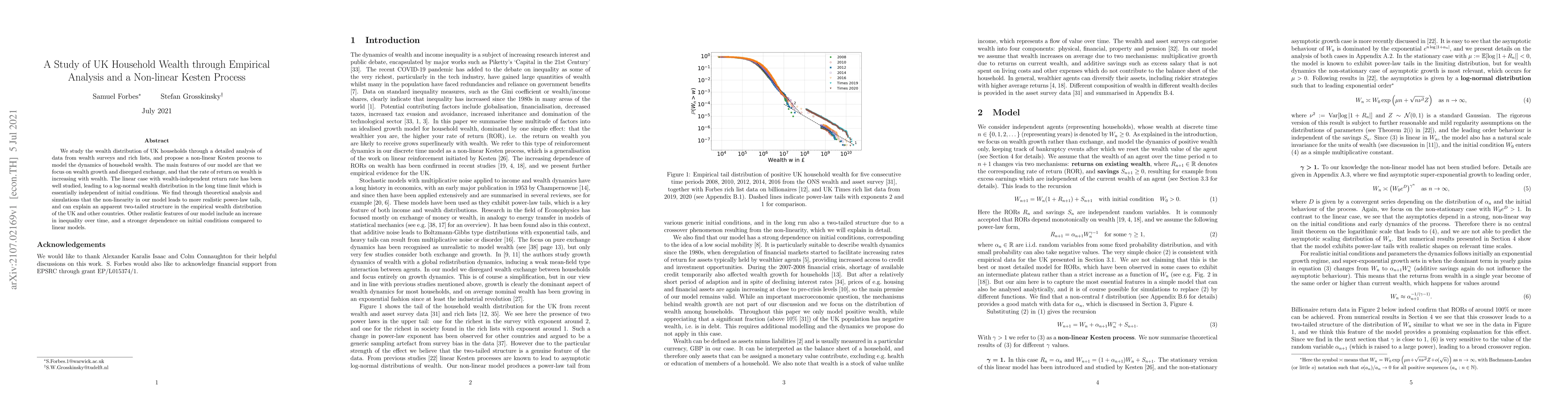 Thumbnail for A Study of UK Household Wealth through Empirical Analysis and a
  Non-linear Kesten Process