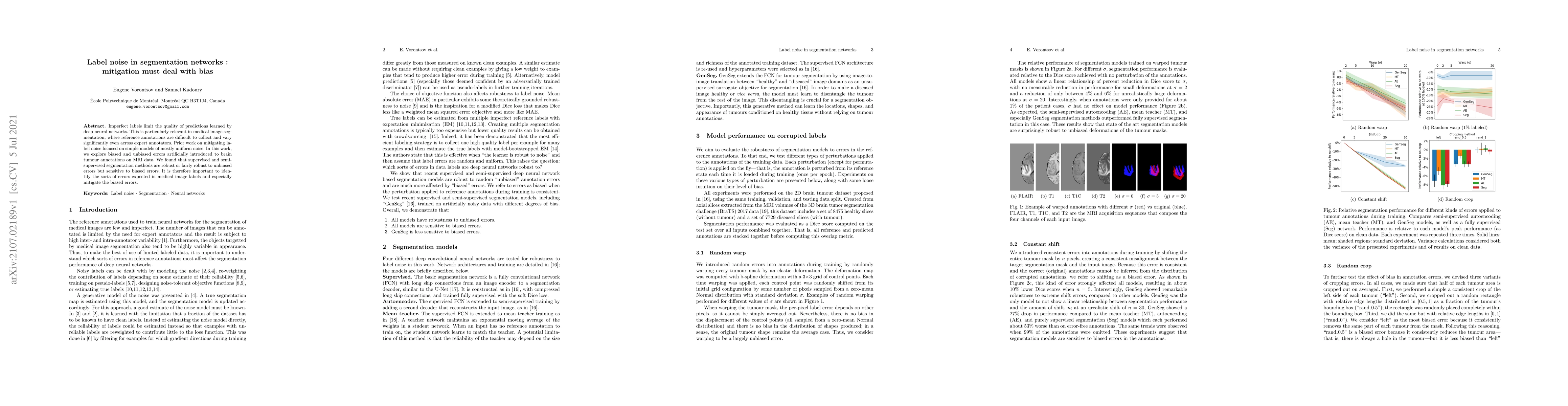 Thumbnail for Label noise in segmentation networks : mitigation must deal with bias