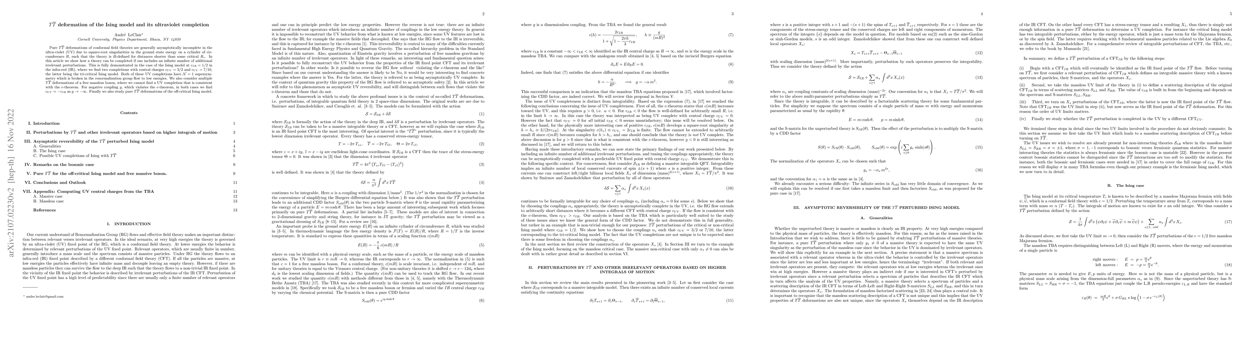 Thumbnail for $T \bar{T}$ deformation of the Ising model and its ultraviolet
  completion