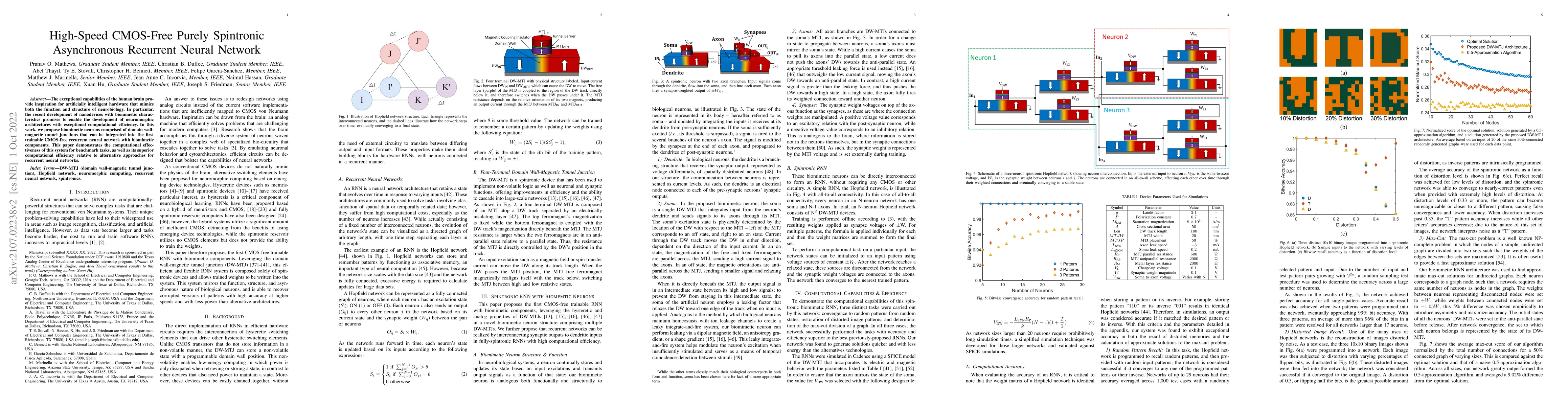 Thumbnail for High-Speed CMOS-Free Purely Spintronic Asynchronous Recurrent Neural
  Network