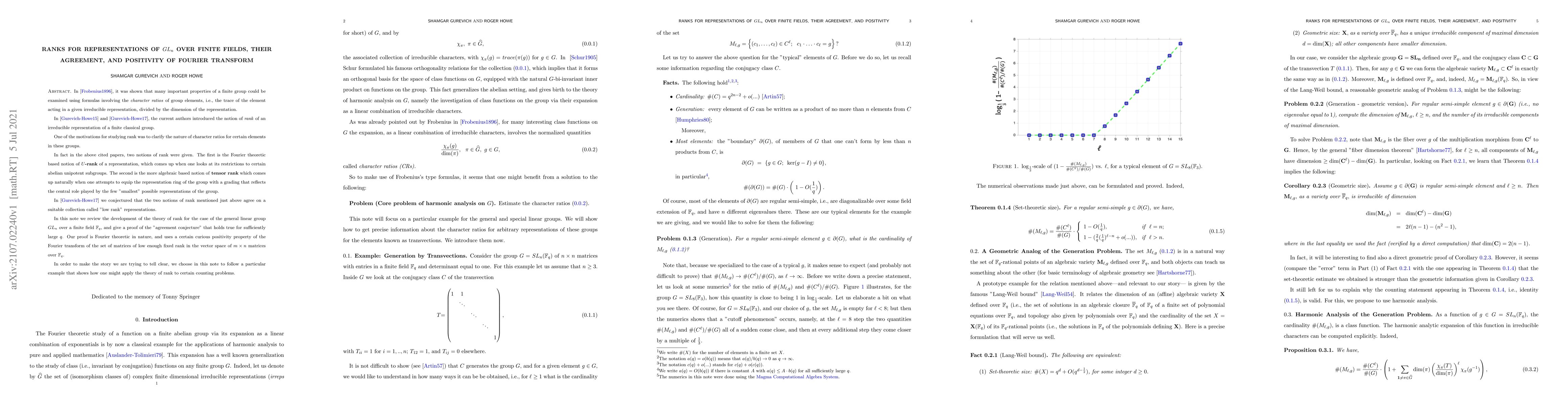 Thumbnail for Ranks for Representations of GL(n) Over Finite Fields, their Agreement,
  and Positivity of Fourier Transform