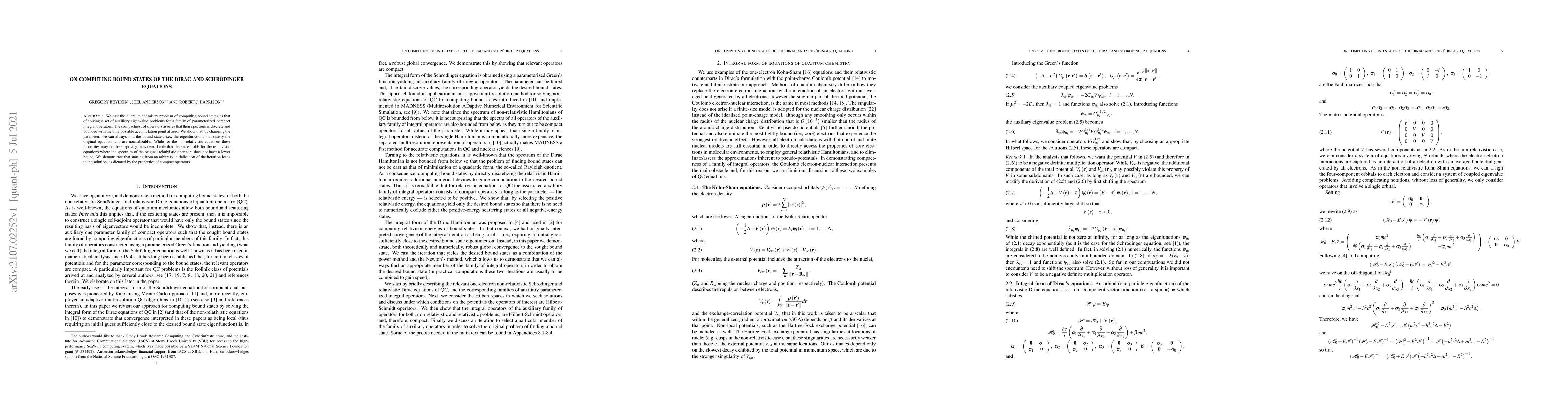 Thumbnail for On computing bound states of the Dirac and Schr\"odinger Equations